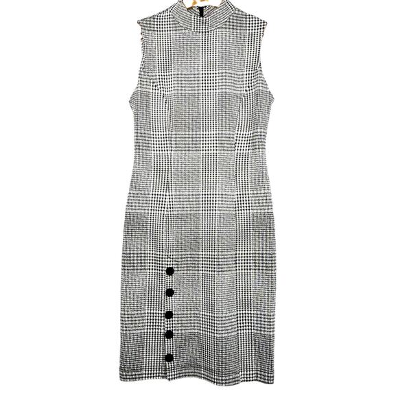 Sharagano Houndstooth Mockneck Wiggle Dress 4 - Picture 1 of 9